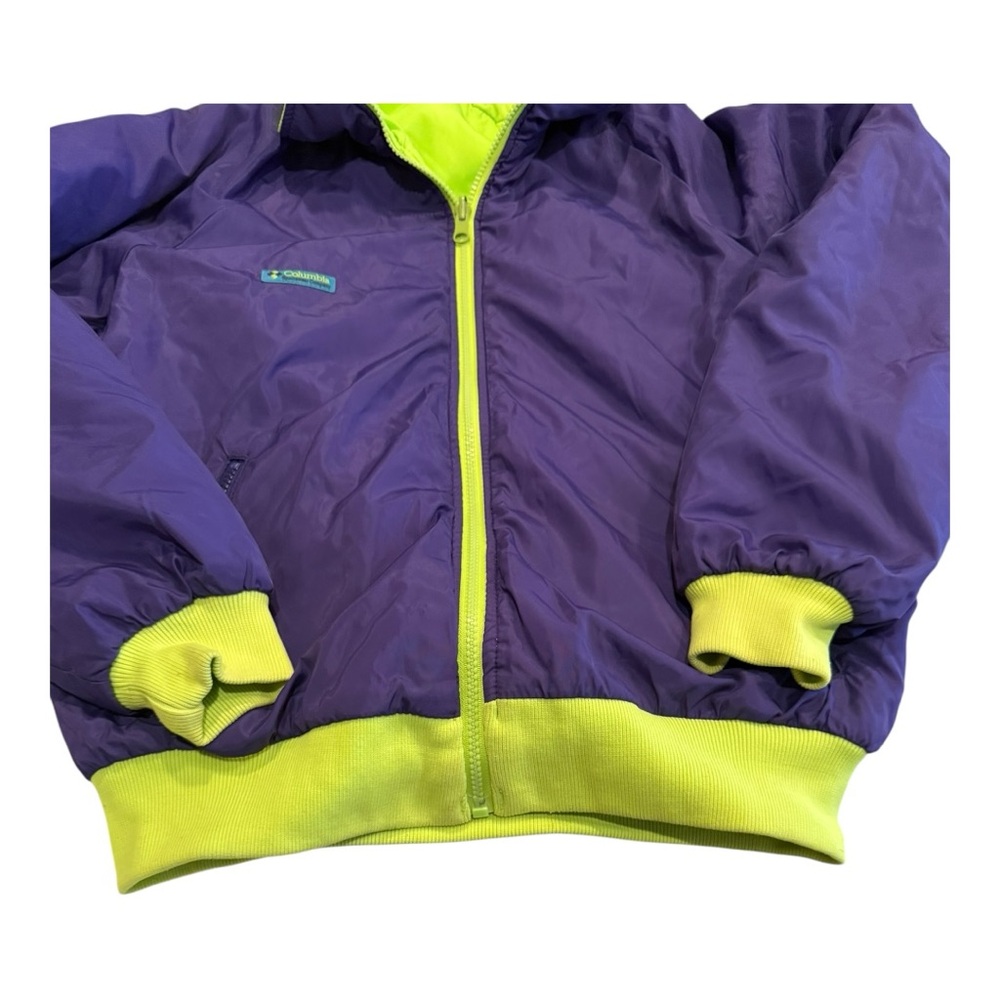 Columbia Vintage Reversible 90s Day Glow Coat Jacket Puffy Yellow Purple Mens L - Picture 4 of 14